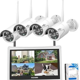 [16CH Expandable, 5MP] Hiseeu Home Security System, 2.4G/5G Wireless WiFi Pro 4K Full 12" LCD