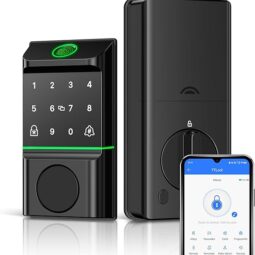 Security Smart Lock 2406A - Fingerprint Keyless Entry Door Lock, APP Remote Unlock, Touch Screen Keypad, Deadbolt Smart Lock, Waterproof and Heat Resistant Identification Access Control