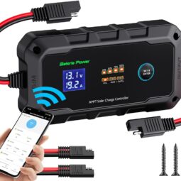 20A 12V/24V MPPT Wireless Solar Charge Controller, Bateria Power Intelligent Solar Panel Regulator 20 Amp BT App Function for 12/24 Volt LiFePO4, Gel, AGM, FLD, SLD, Li Battery (Sunrock 20Pro)